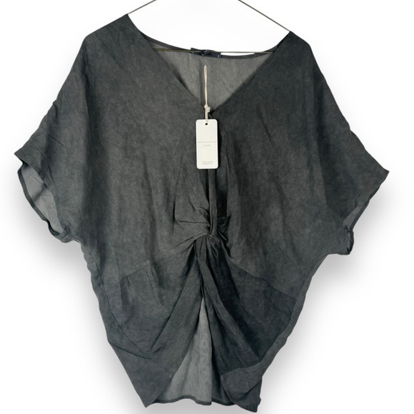 Grade & Gather Womens Twist Front Top Size Small Viscose Witchy Draped Edgy Goth - Picture 1 of 11